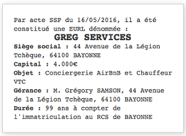 exemple annonce legale eurl